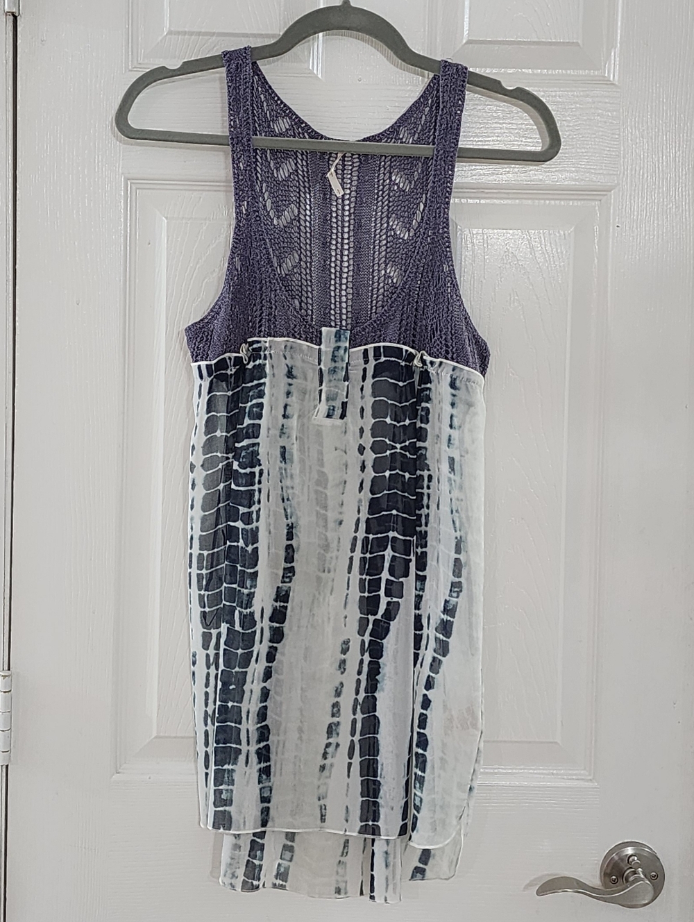 Free People Susquehanna Tie Dye Crochet Mixed Media Tank Small